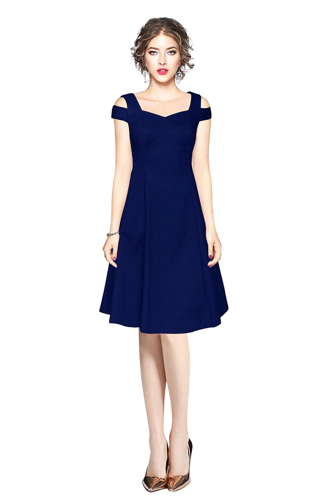 Western Wear Dress Polyster Blue Solid Np D 203 Blue