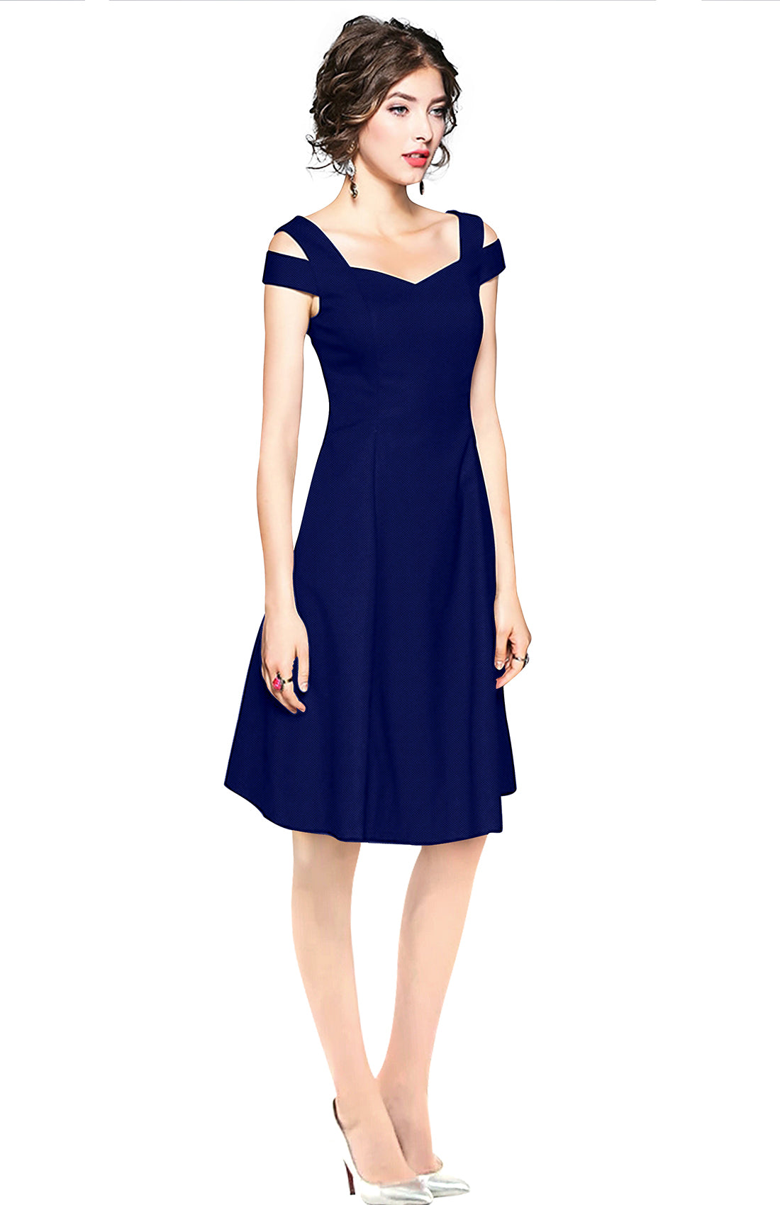 Western Wear Dress Polyster Blue Solid Np D 203 Blue