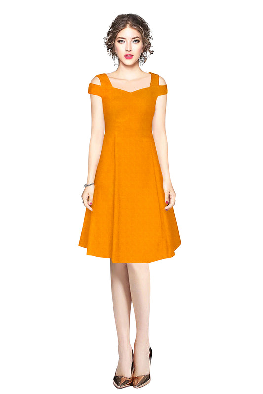 Western Wear Dress Polyster Yellow Solid Np D 205 Yellow