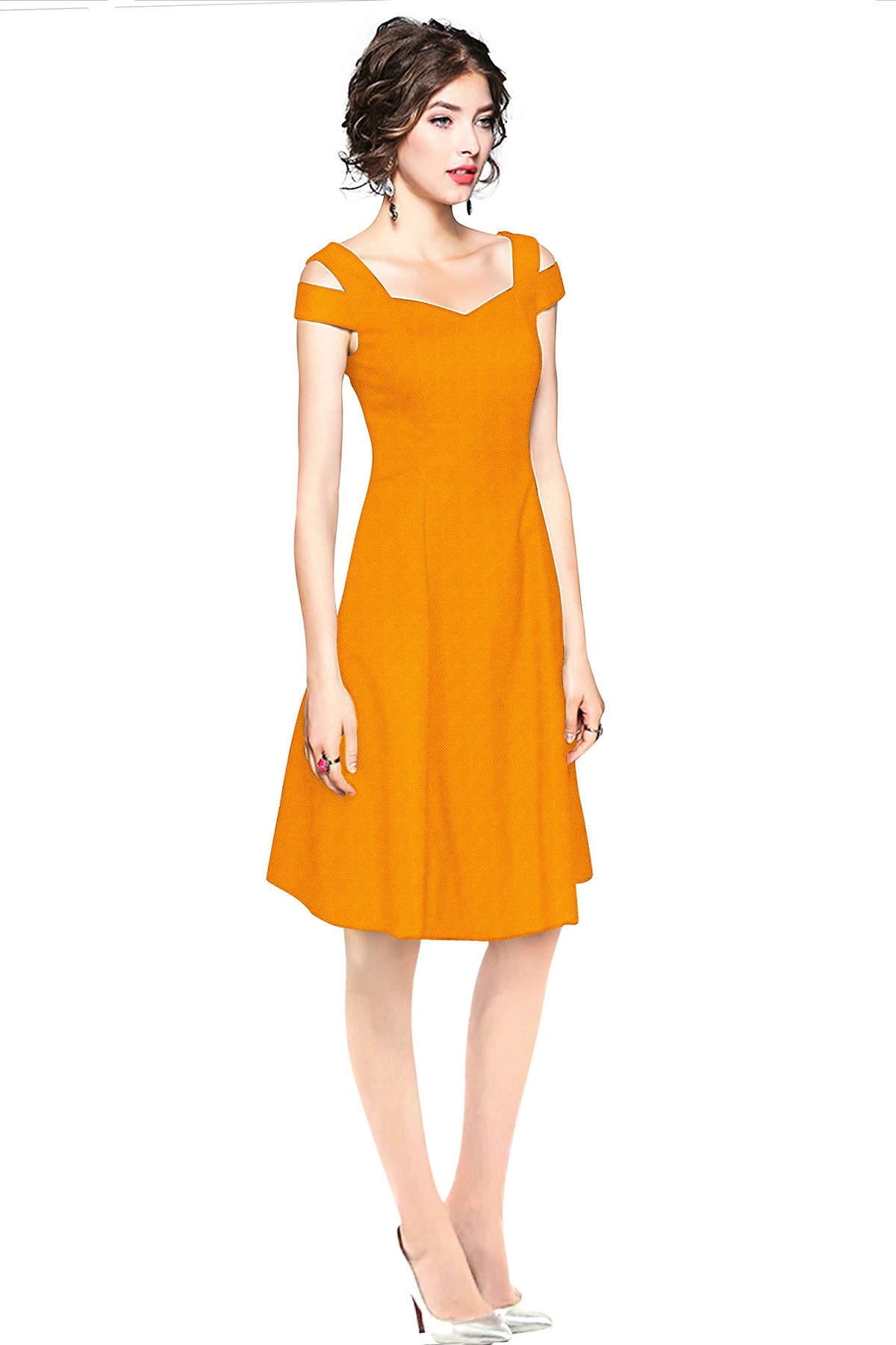 Western Wear Dress Polyster Yellow Solid Np D 205 Yellow