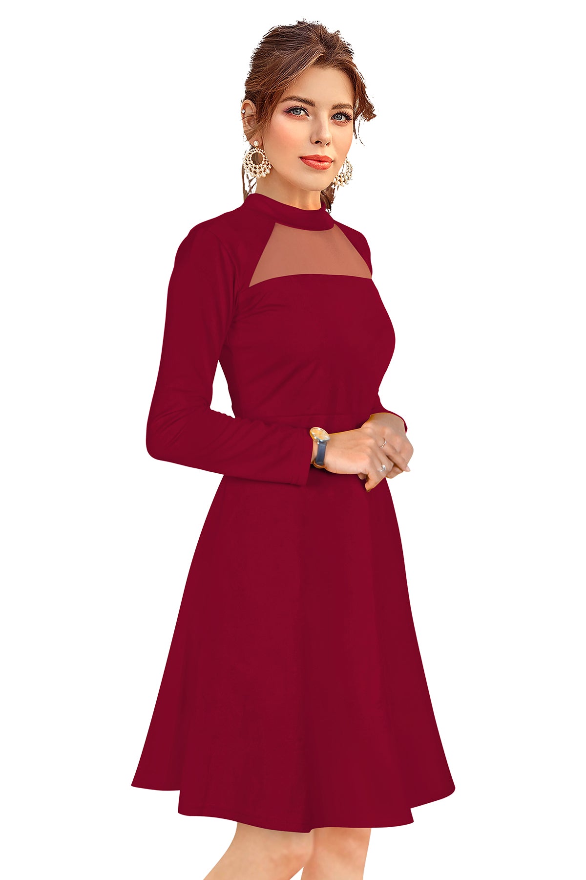 Western Wear Dress  Knitting Maroon Solid Np D 582 Maroon
