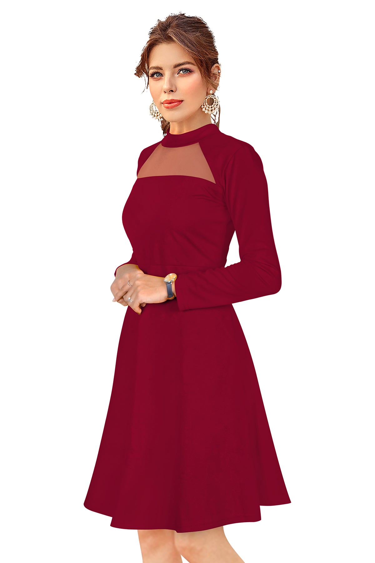 Western Wear Dress  Knitting Maroon Solid Np D 582 Maroon