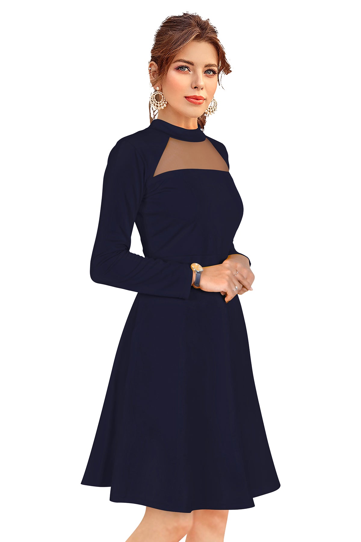 Western Wear Dress  Knitting Blue Solid Np D 583 Blue