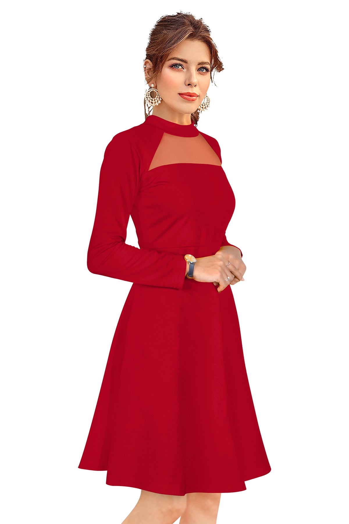 Western Wear Dress  Knitting Red Solid Np D 584 Red