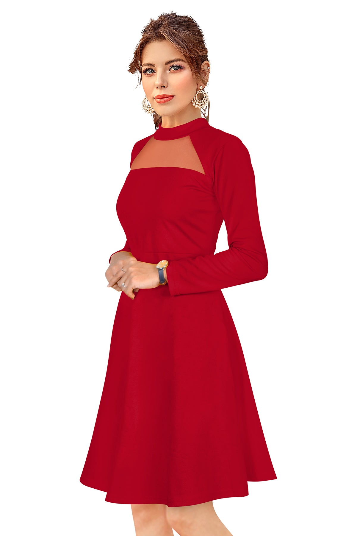 Western Wear Dress  Knitting Red Solid Np D 584 Red