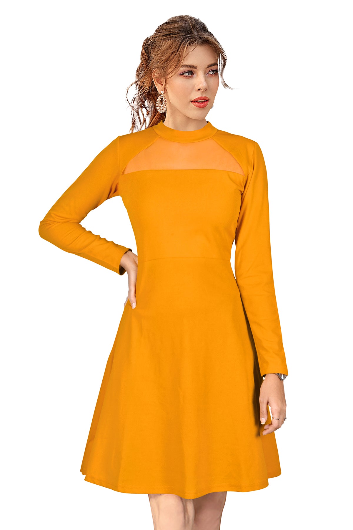 Western Wear Dress  Knitting Yellow Solid Np D 585 Yellow
