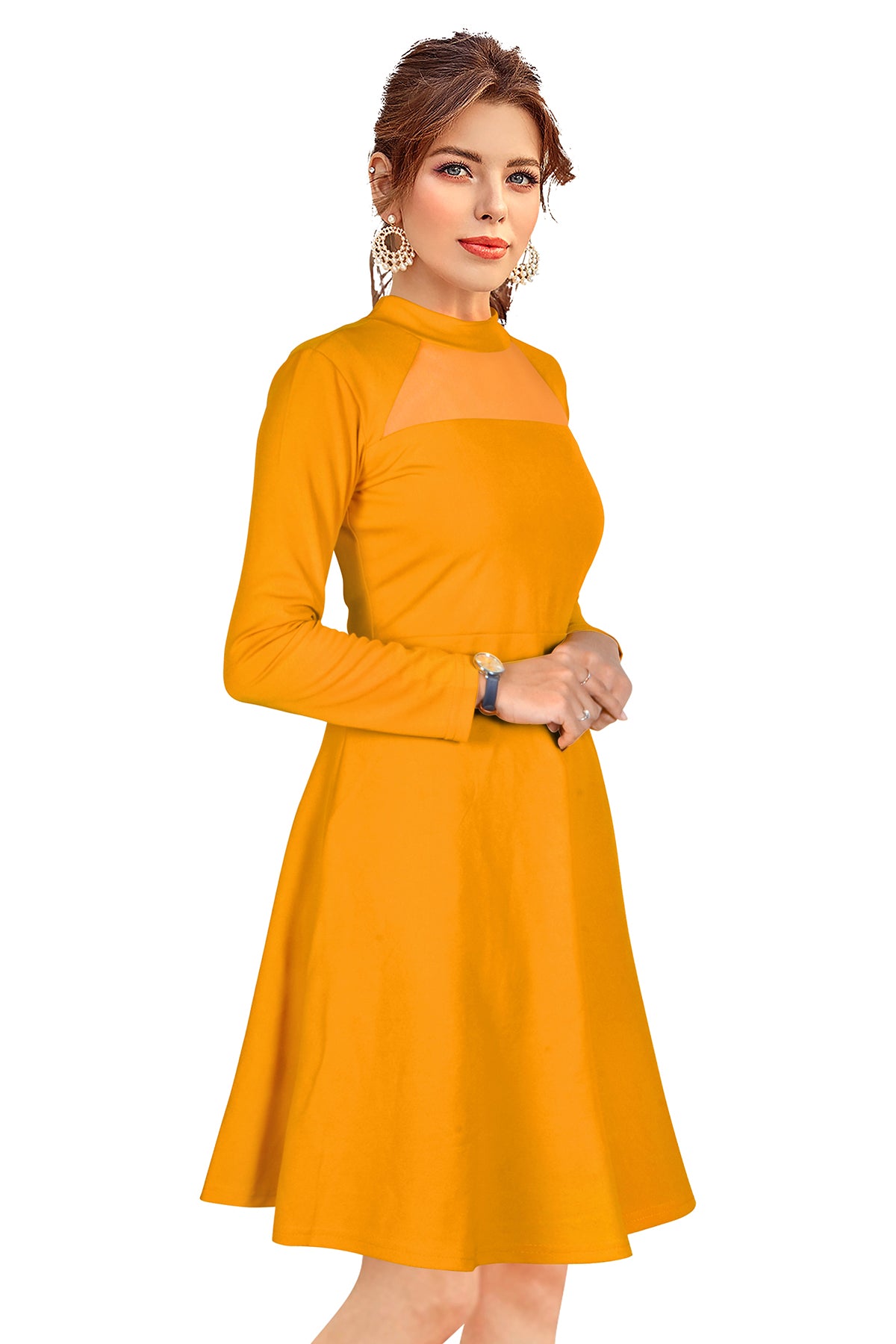 Western Wear Dress  Knitting Yellow Solid Np D 585 Yellow
