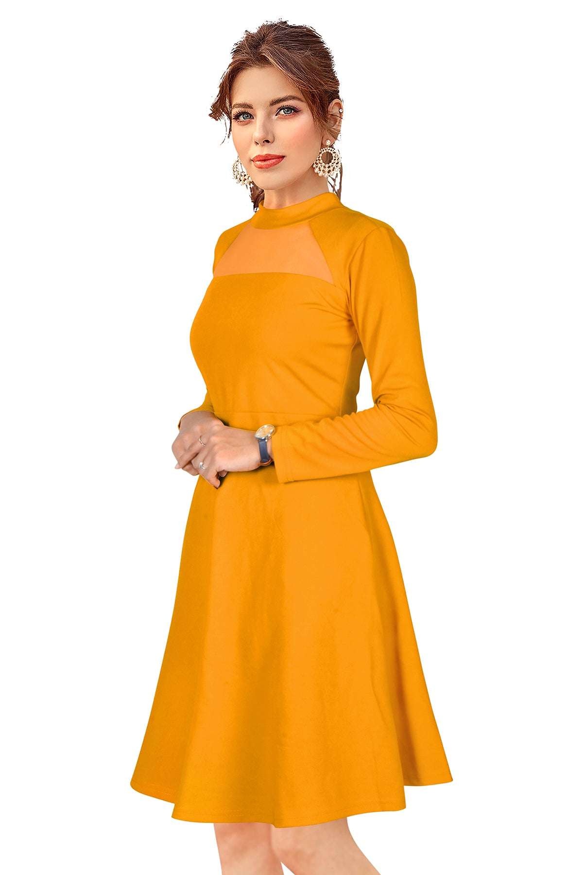 Western Wear Dress  Knitting Yellow Solid Np D 585 Yellow