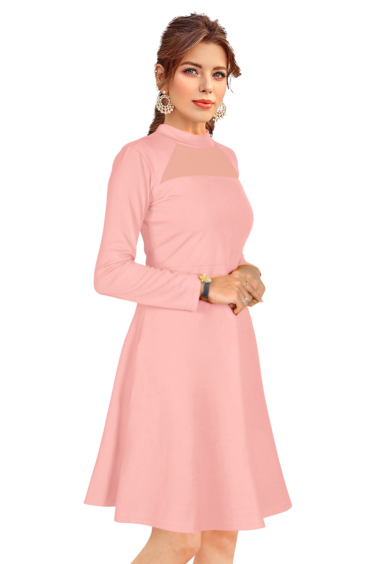 Western Wear Dress  Knitting Peach Solid Np D 586 Peach