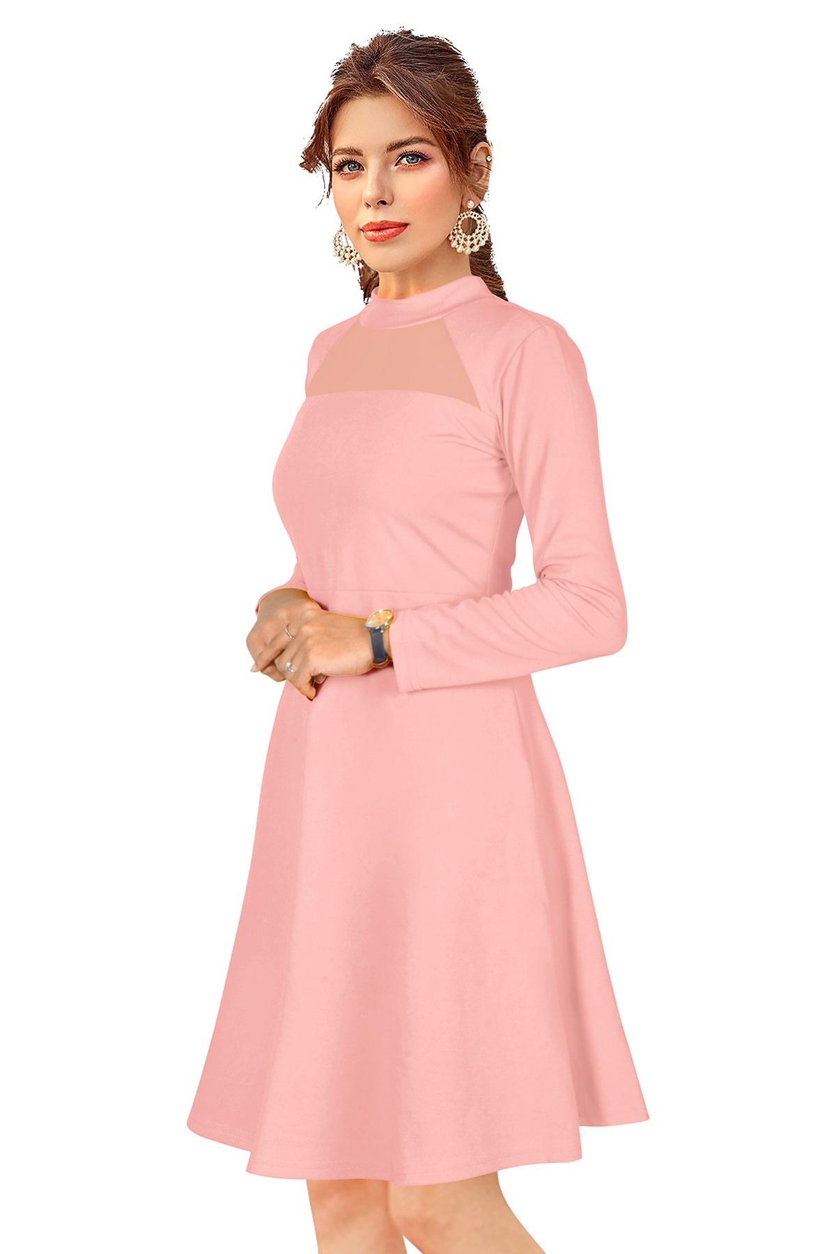 Western Wear Dress  Knitting Peach Solid Np D 586 Peach