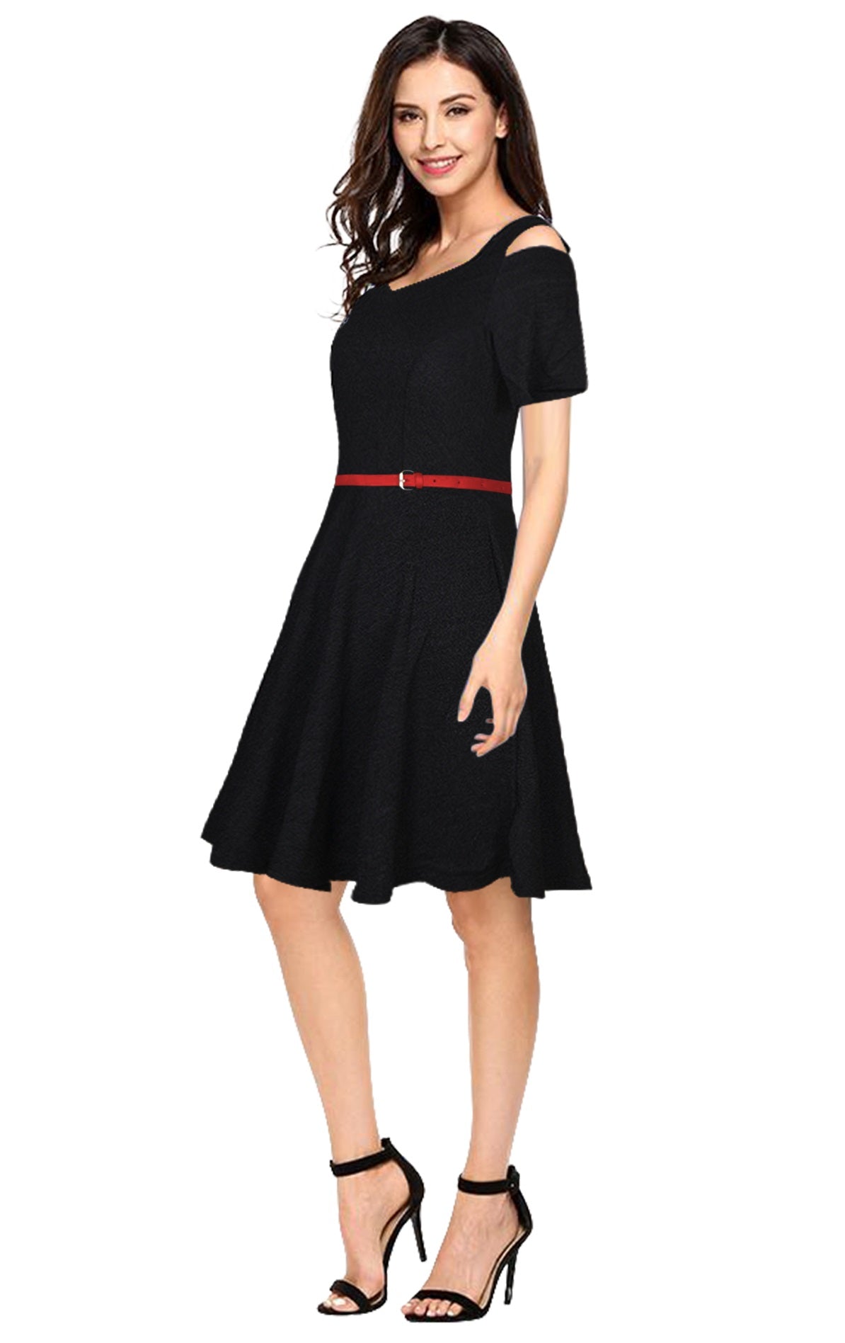 Western Wear Dress Polyster Black Solid Np D 61 Black