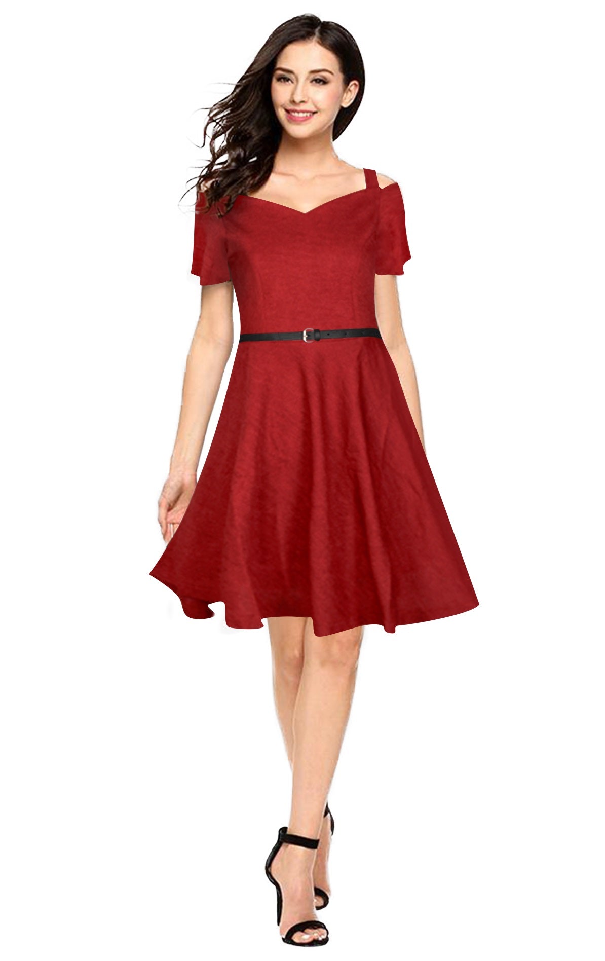 Western Wear Dress Polyster Maroon Solid Np D 62 Maroon