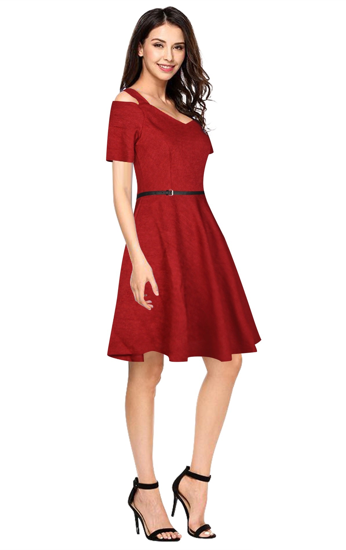 Western Wear Dress Polyster Maroon Solid Np D 62 Maroon