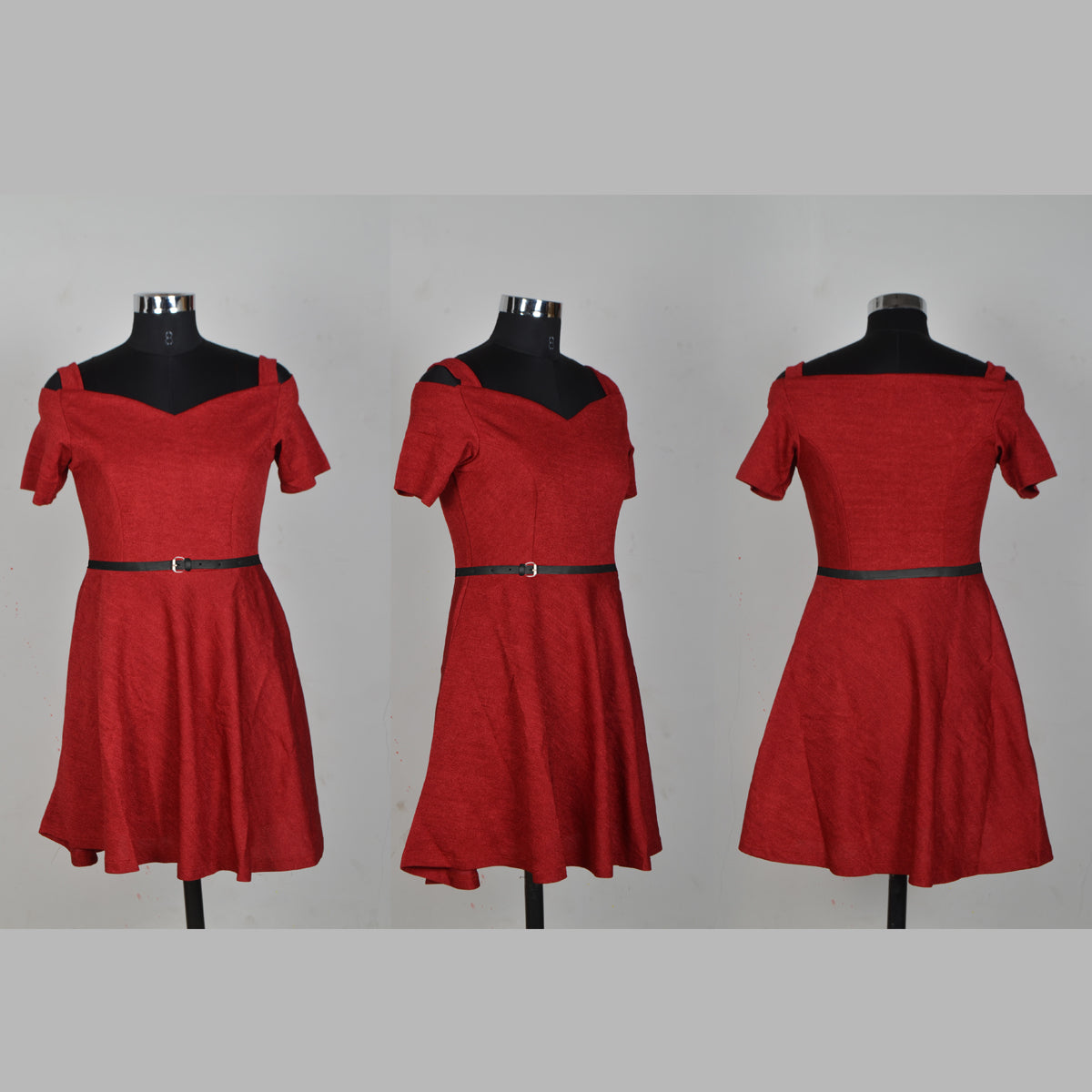 Western Wear Dress Polyster Maroon Solid Np D 62 Maroon
