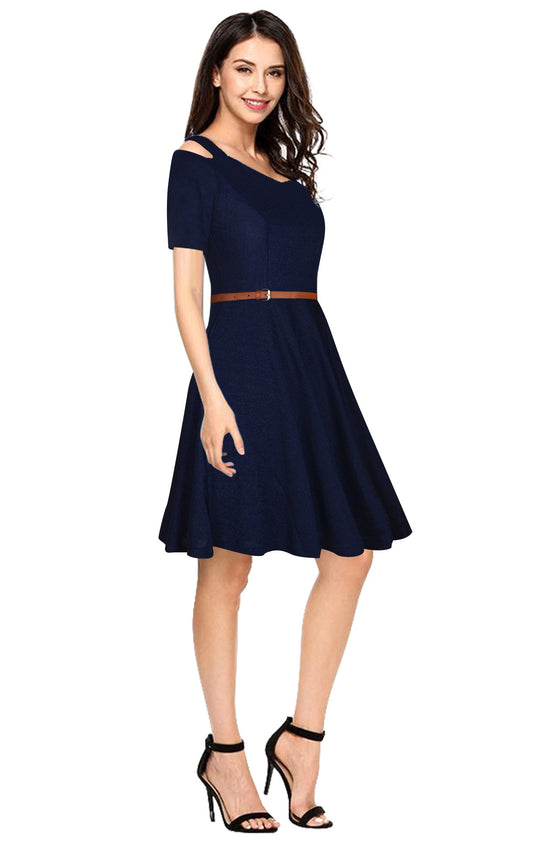 Western Wear Dress Polyster Blue Solid Np D 63 Blue