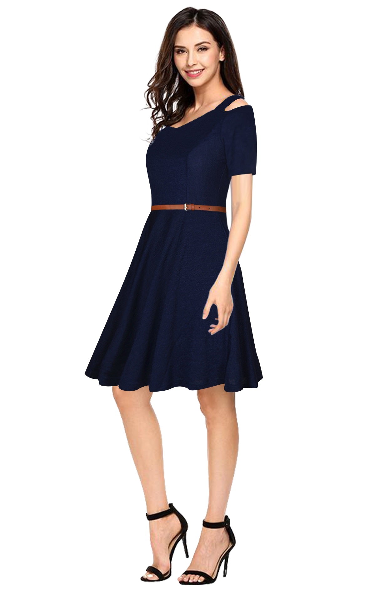 Western Wear Dress Polyster Blue Solid Np D 63 Blue