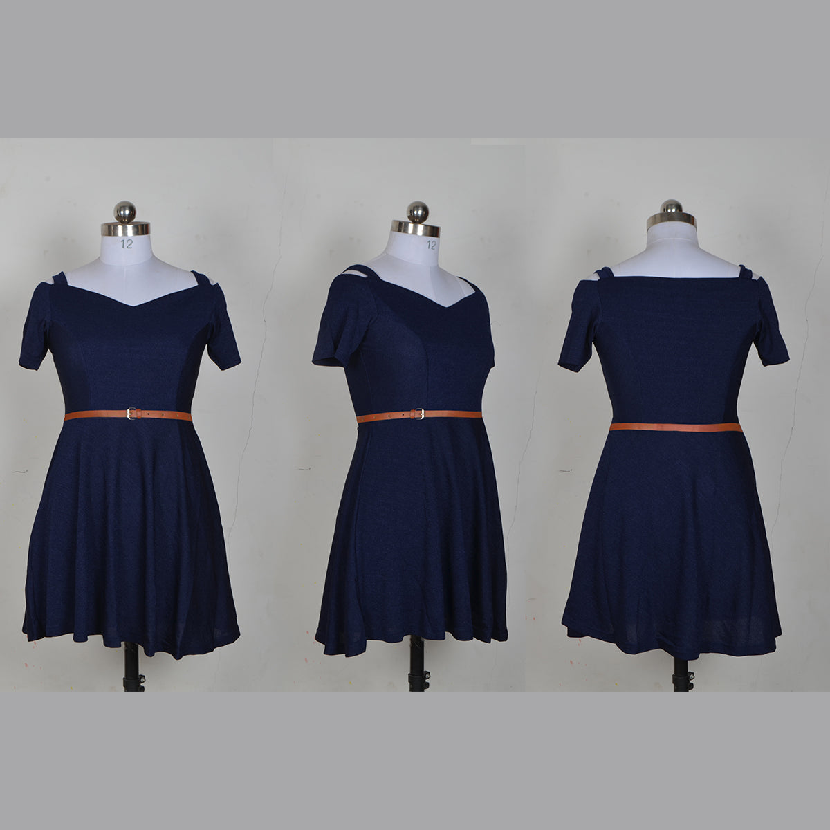 Western Wear Dress Polyster Blue Solid Np D 63 Blue