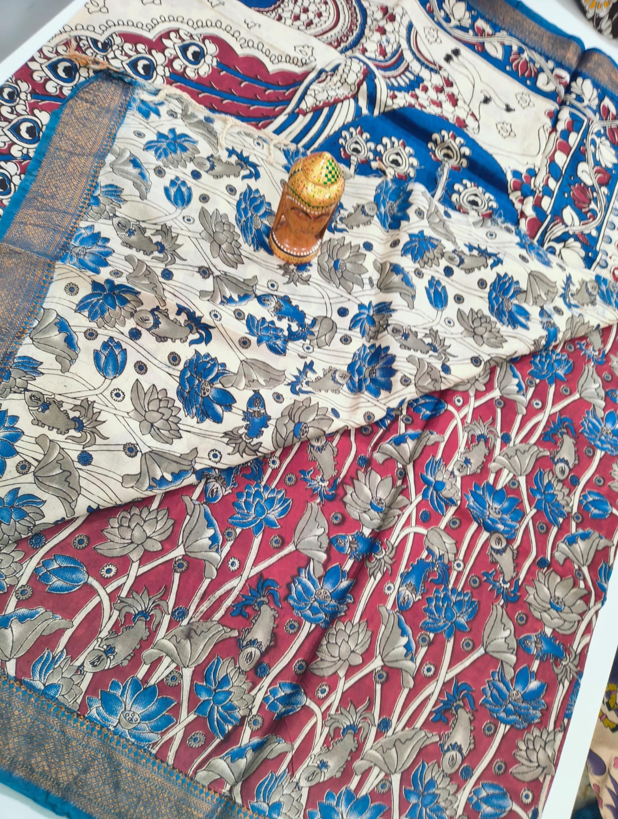 Mangalagiri Kalamkari Sarees with nizam border print