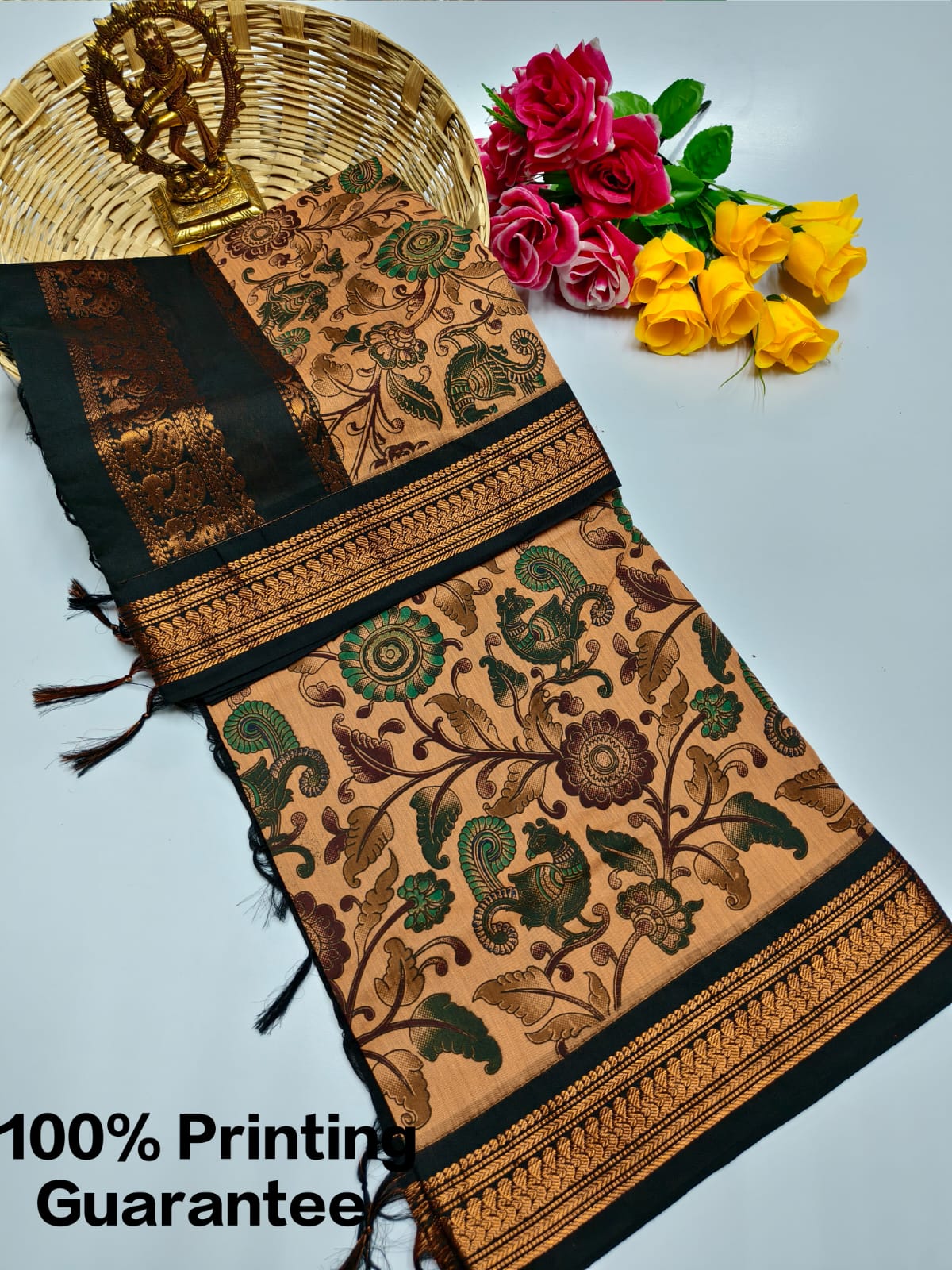 Kalamkari & Art Design Cotton saree
