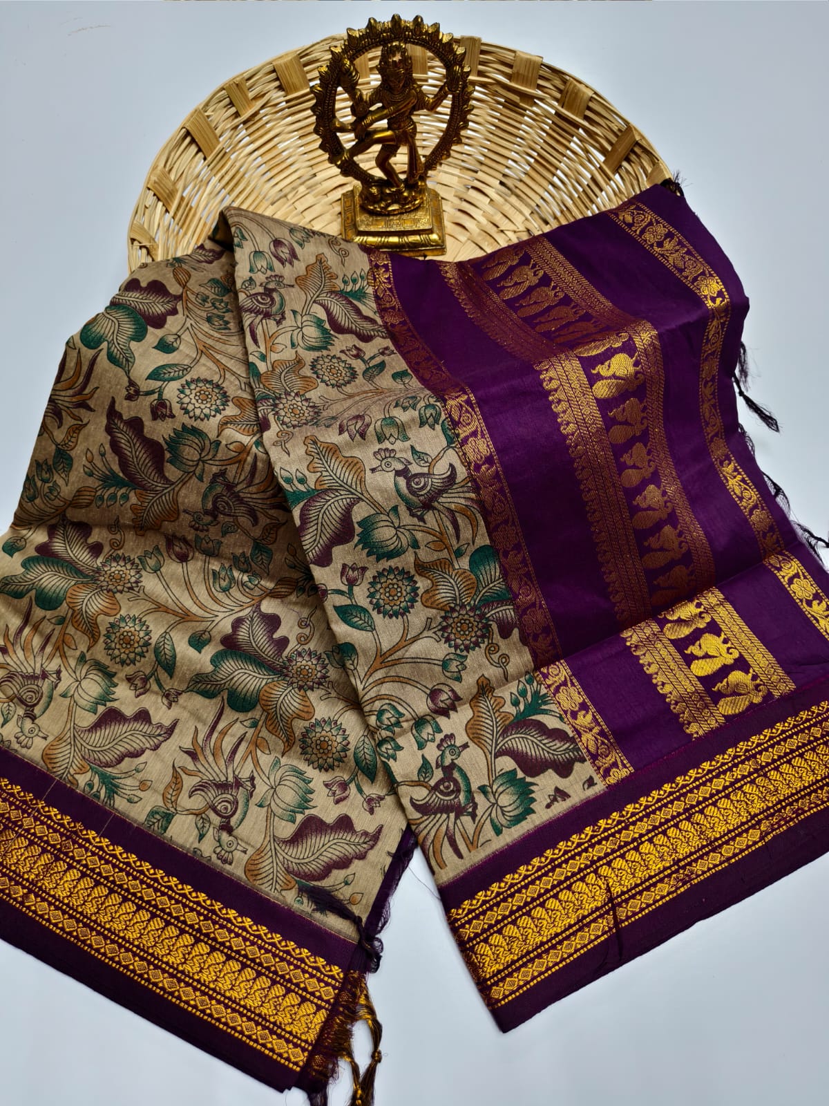 Kalamkari & Art Design Cotton saree