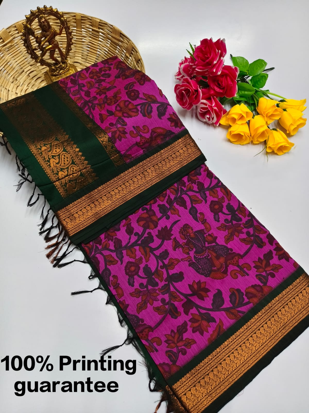 Kalamkari & Art Design Cotton saree