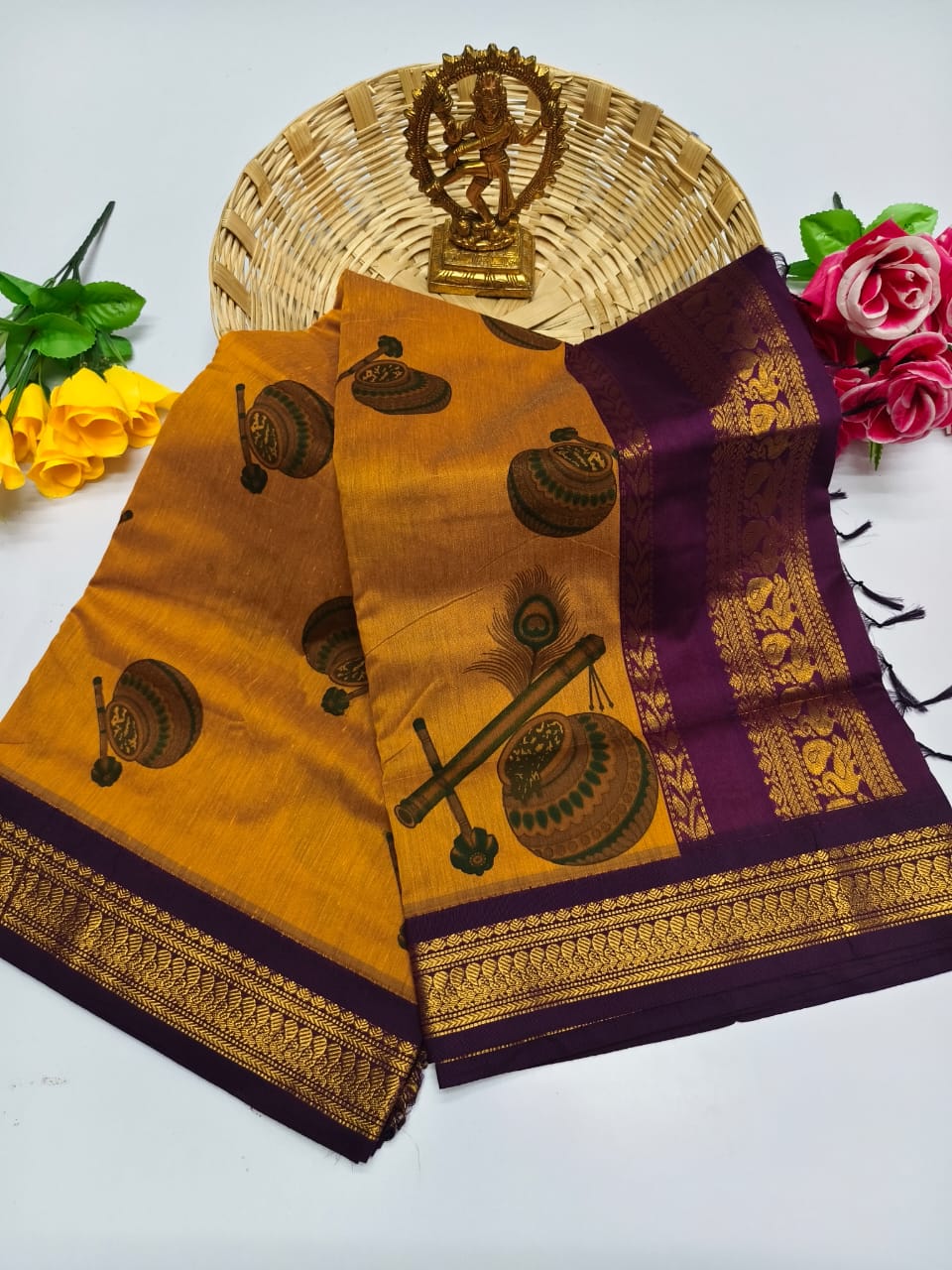 Kalamkari & Art Design Cotton saree