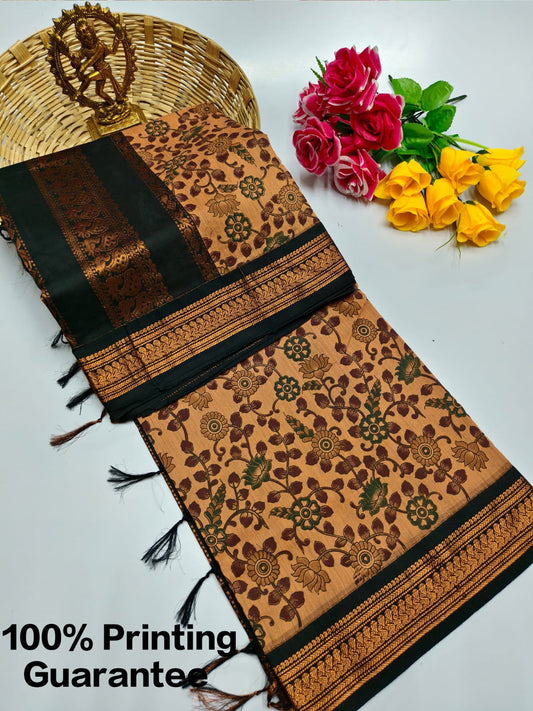 Kalamkari & Art Design Cotton saree