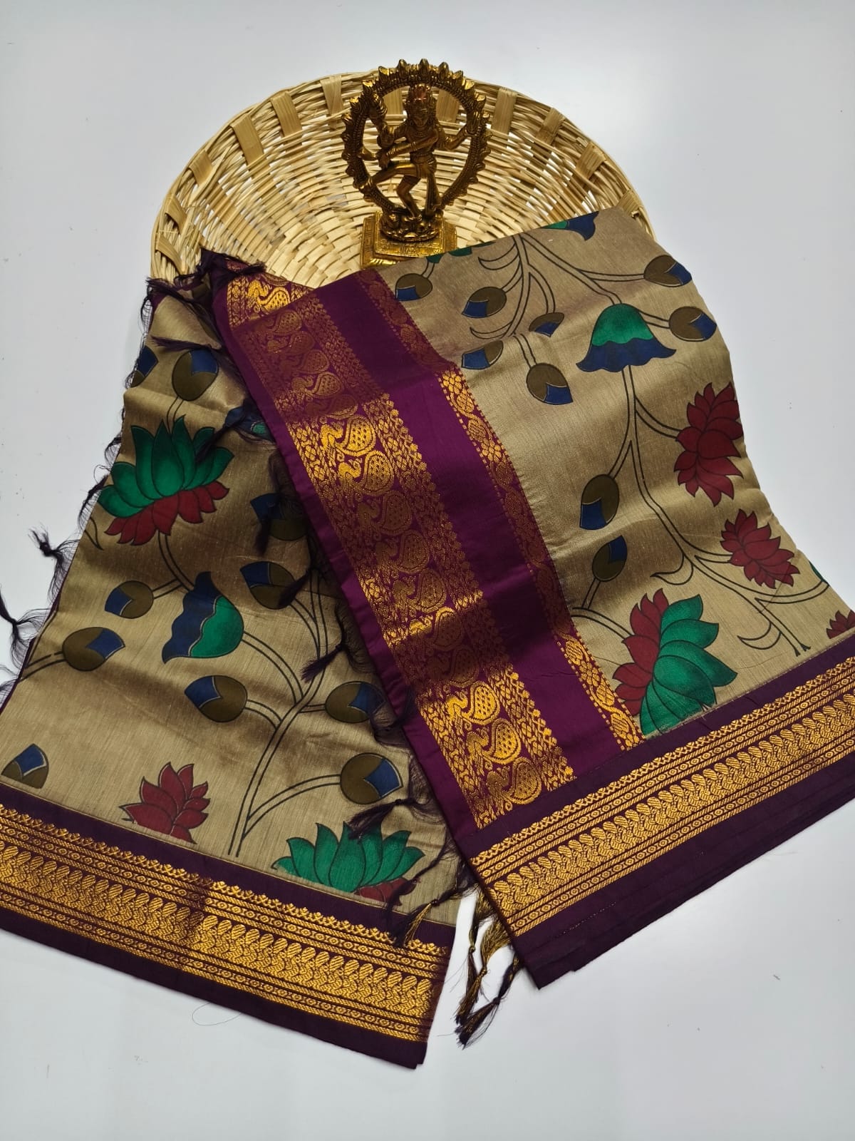 Kalamkari & Art Design Cotton saree