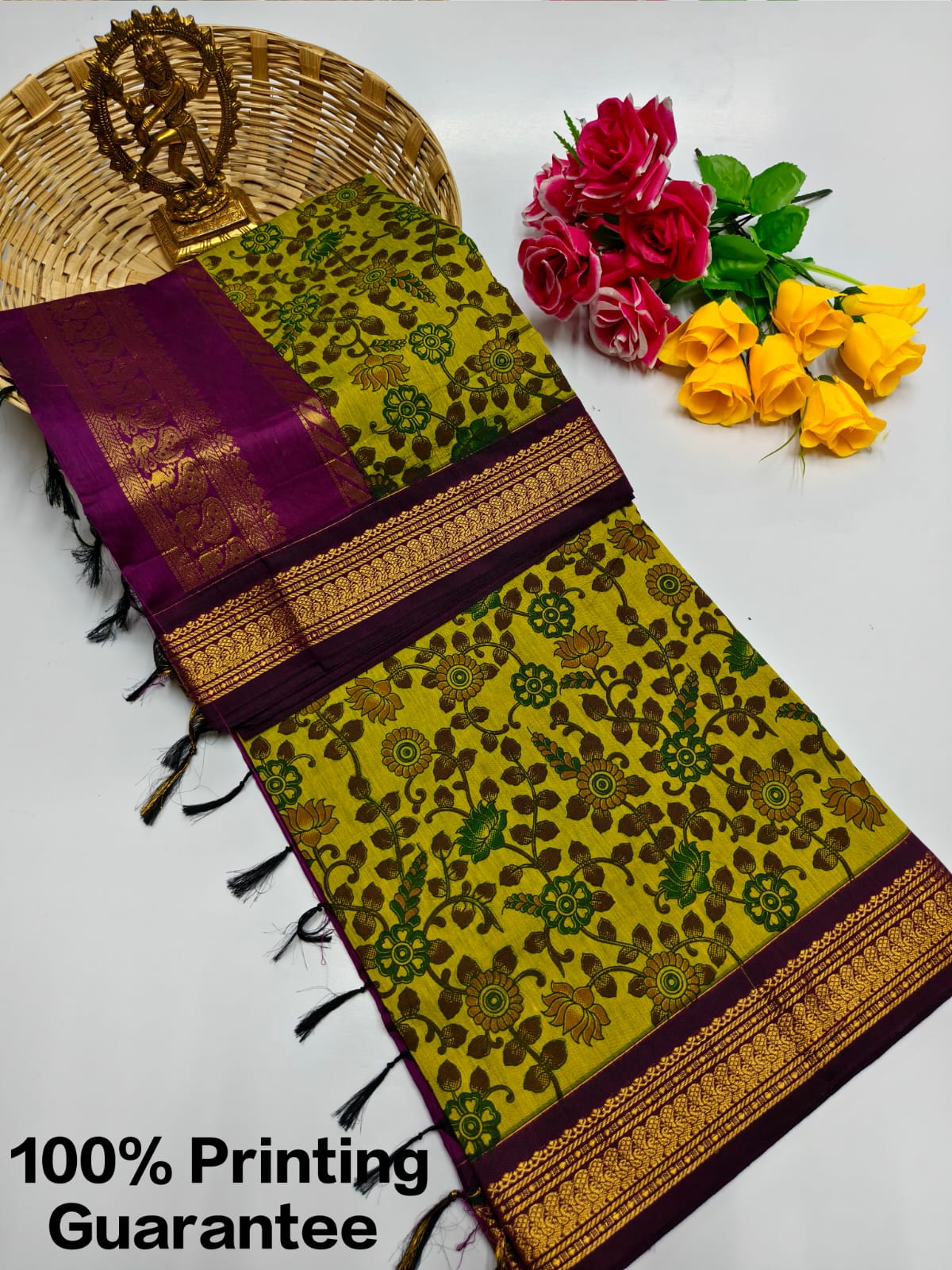 Kalamkari & Art Design Cotton saree