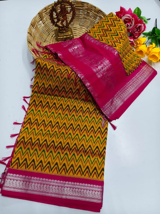 Kalamkari & Art Design Cotton saree