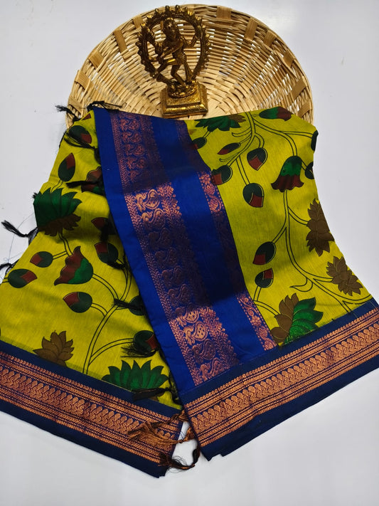 Kalamkari & Art Design Cotton saree