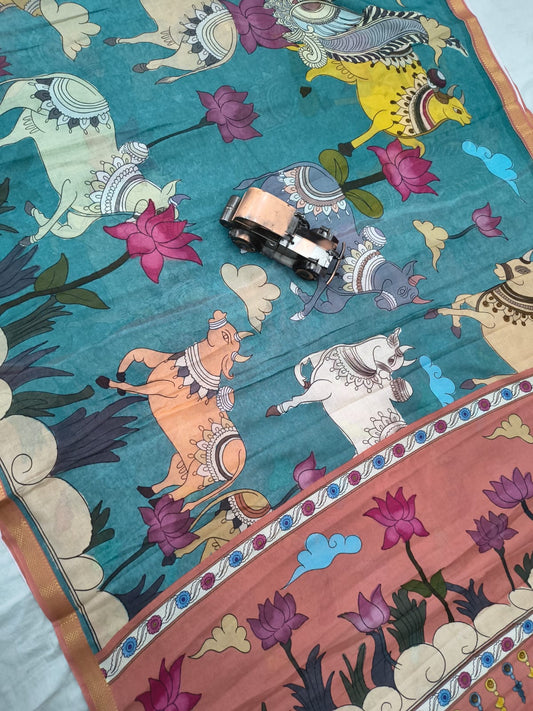 Mangalagiri Handloom Mythology print Sarees collection