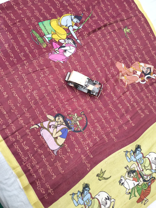 Mangalagiri Handloom Mythology print Sarees collection