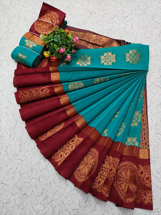 Uppada Kotanji Contrast Border Silk Cotton Sarees