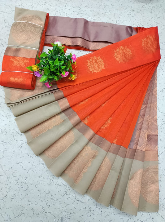 Uppada Kotanji Contrast Border Silk Cotton Sarees