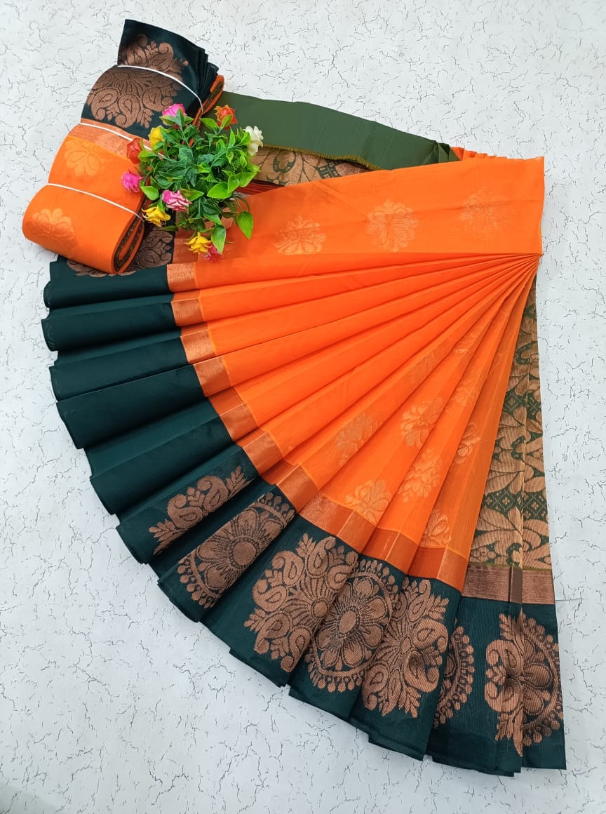Uppada Kotanji Contrast Border Silk Cotton Sarees