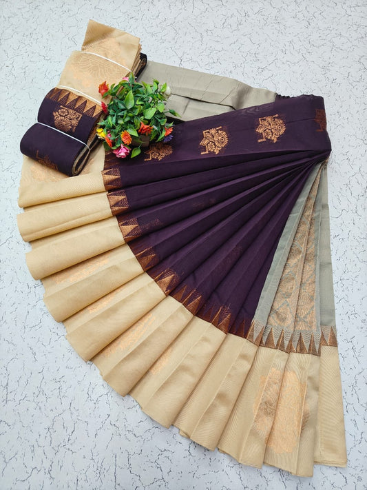 Uppada Kotanji Contrast Border Silk Cotton Sarees