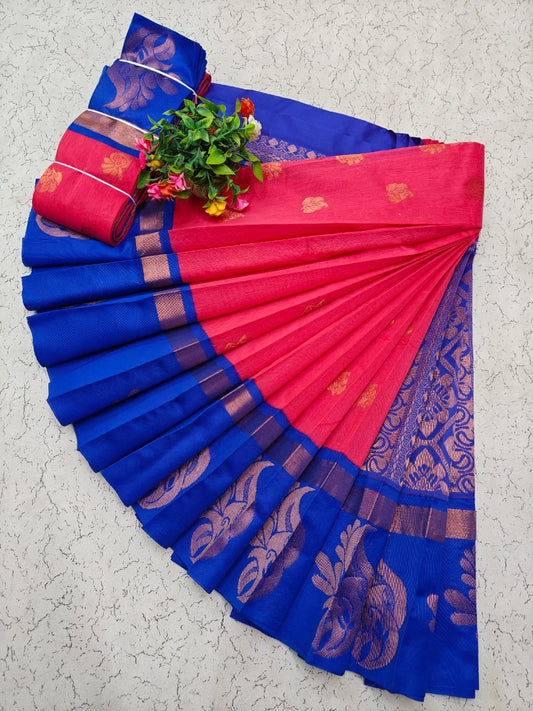 Uppada Kotanji Contrast Border Silk Cotton Sarees