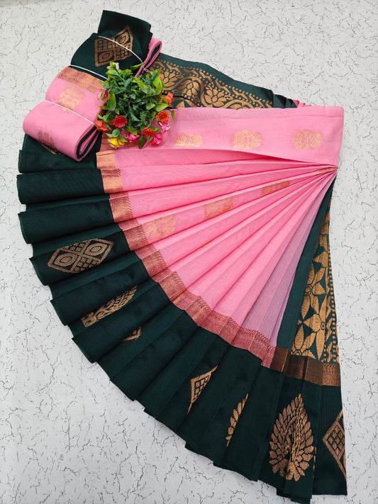 Uppada Kotanji Contrast Border Silk Cotton Sarees