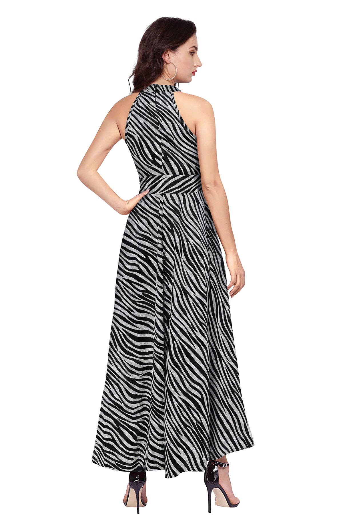 Western Wear Dress Polyster Gray Solid Deltin S41 Zebra Grey