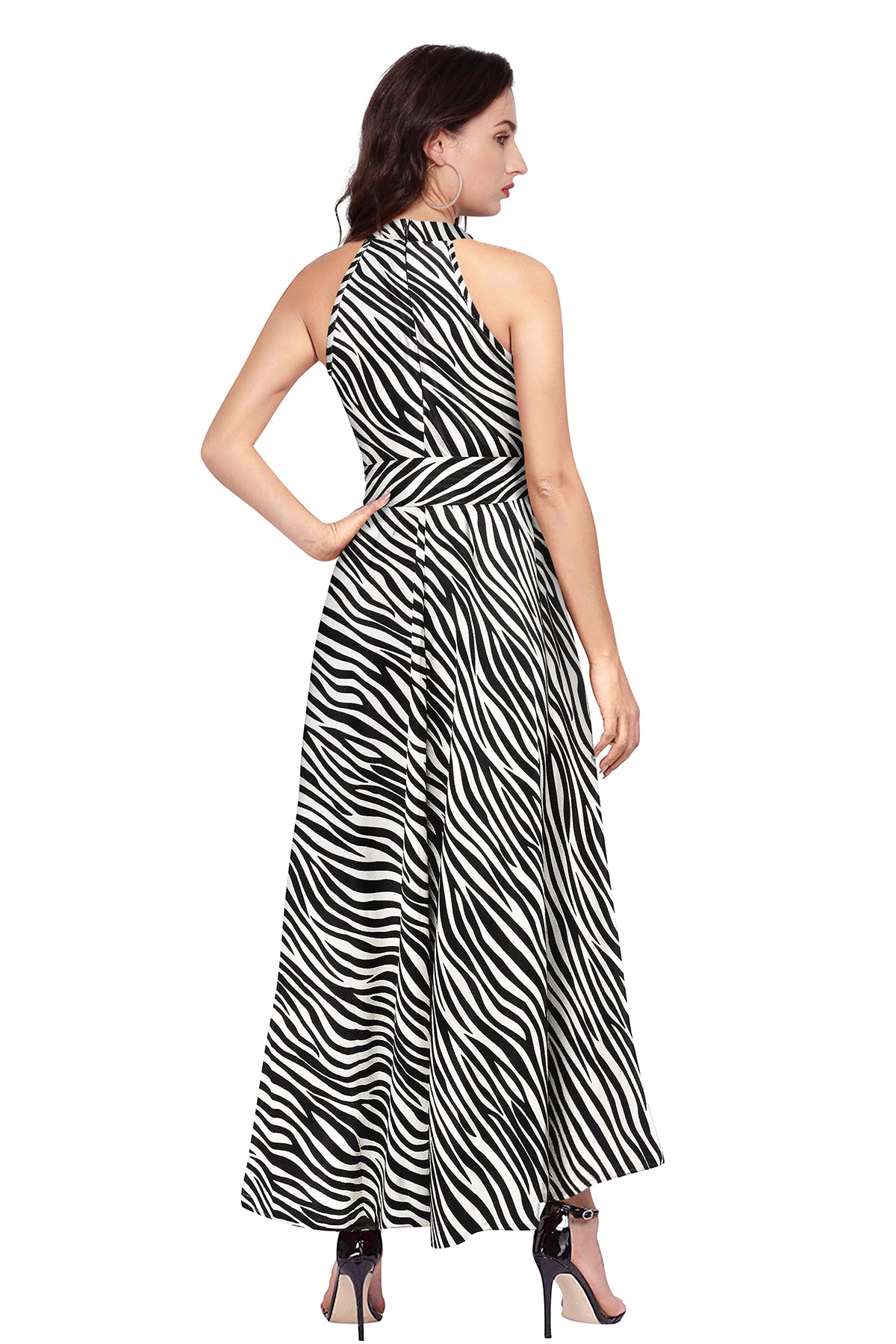 Western Wear Dress Polyster Red Solid Deltin S47 Zebra White
