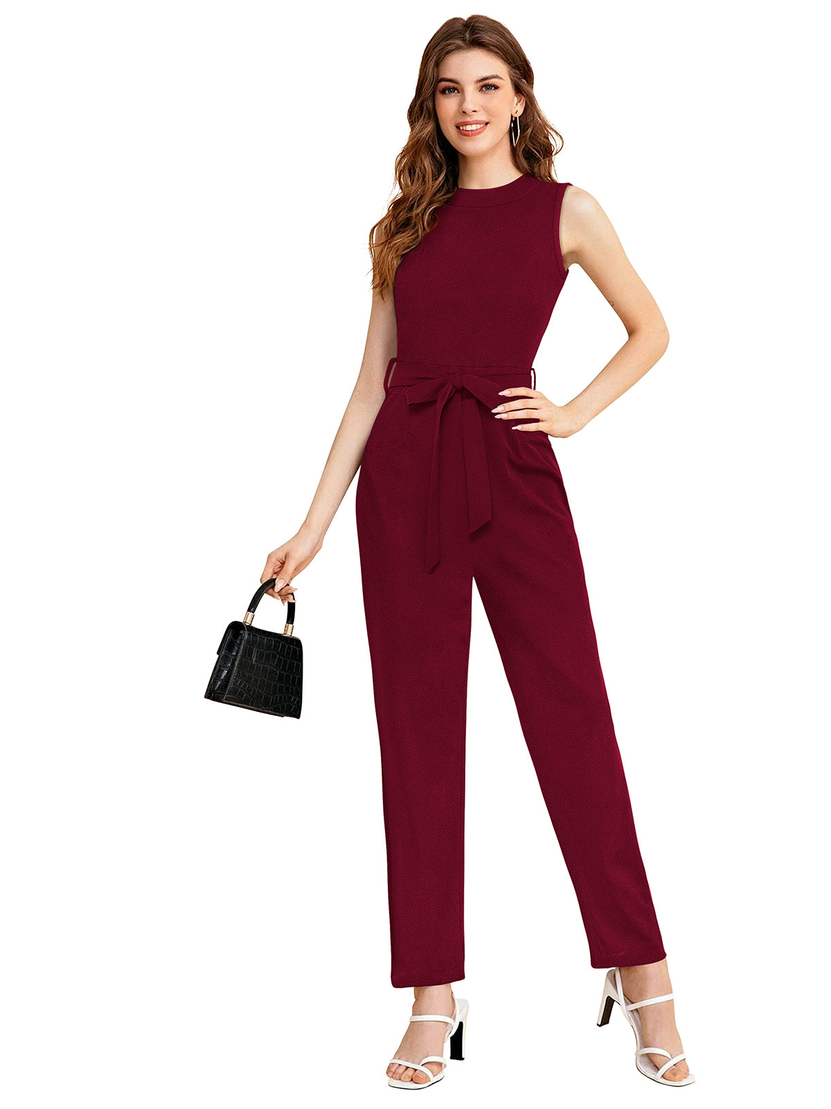 Western Wear Jumpsuit  Knitting Maroon Solid Np D 1272 Maroon