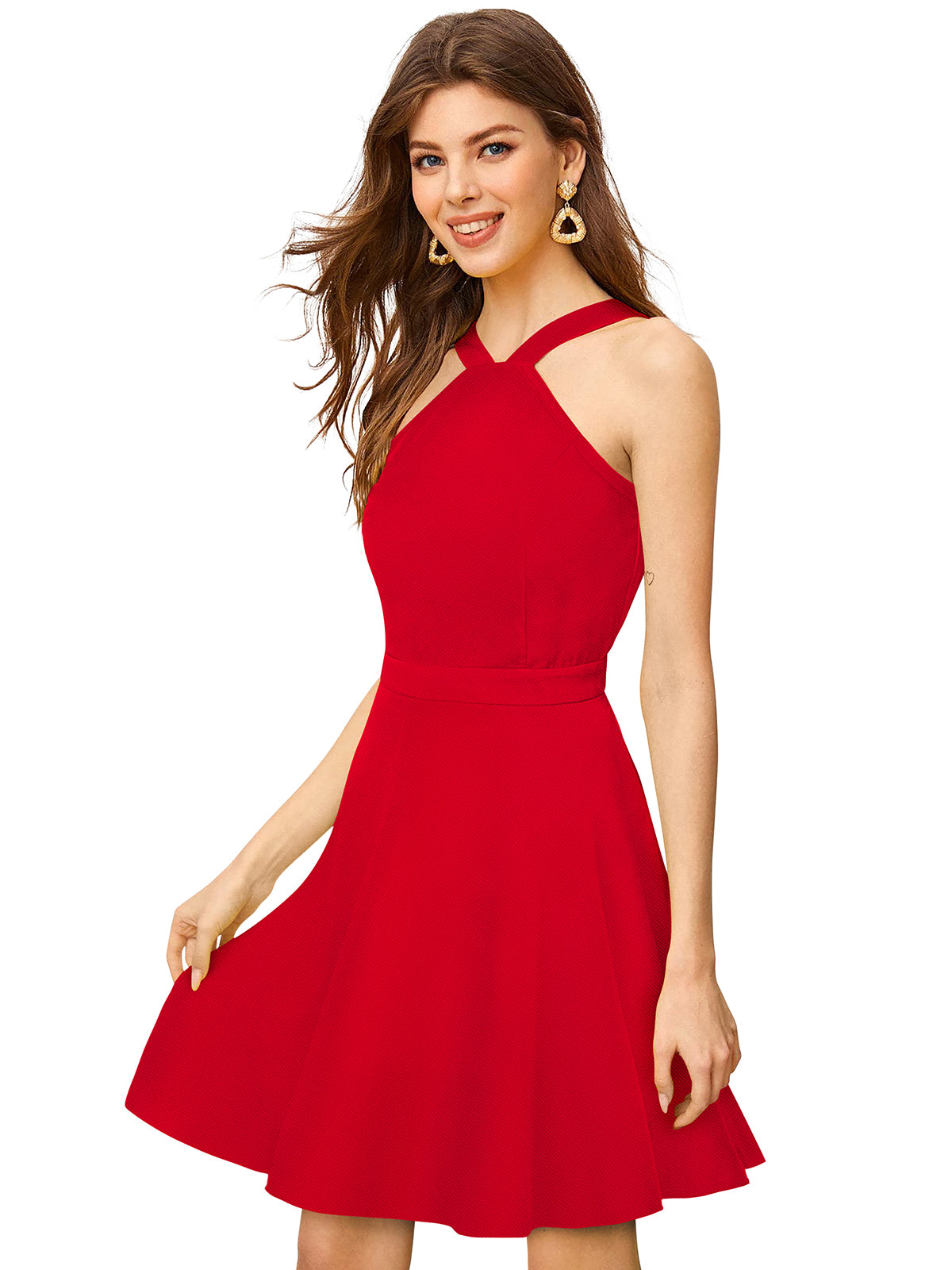 Western Wear Dress  Knitting Red  Solid Np D 1304 Red