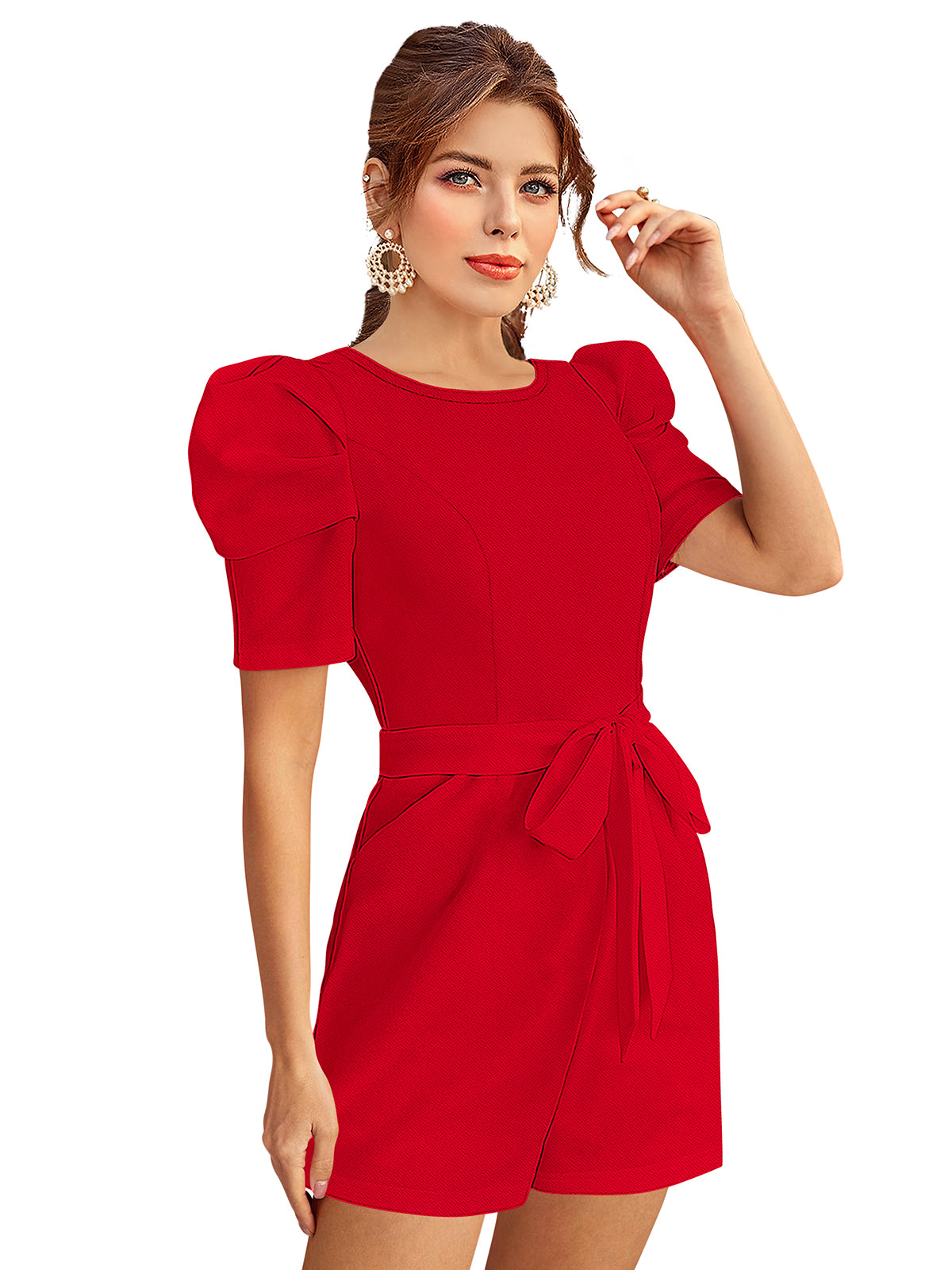 Western Wear Dress  Knitting Red  Solid Np D 1474 Red
