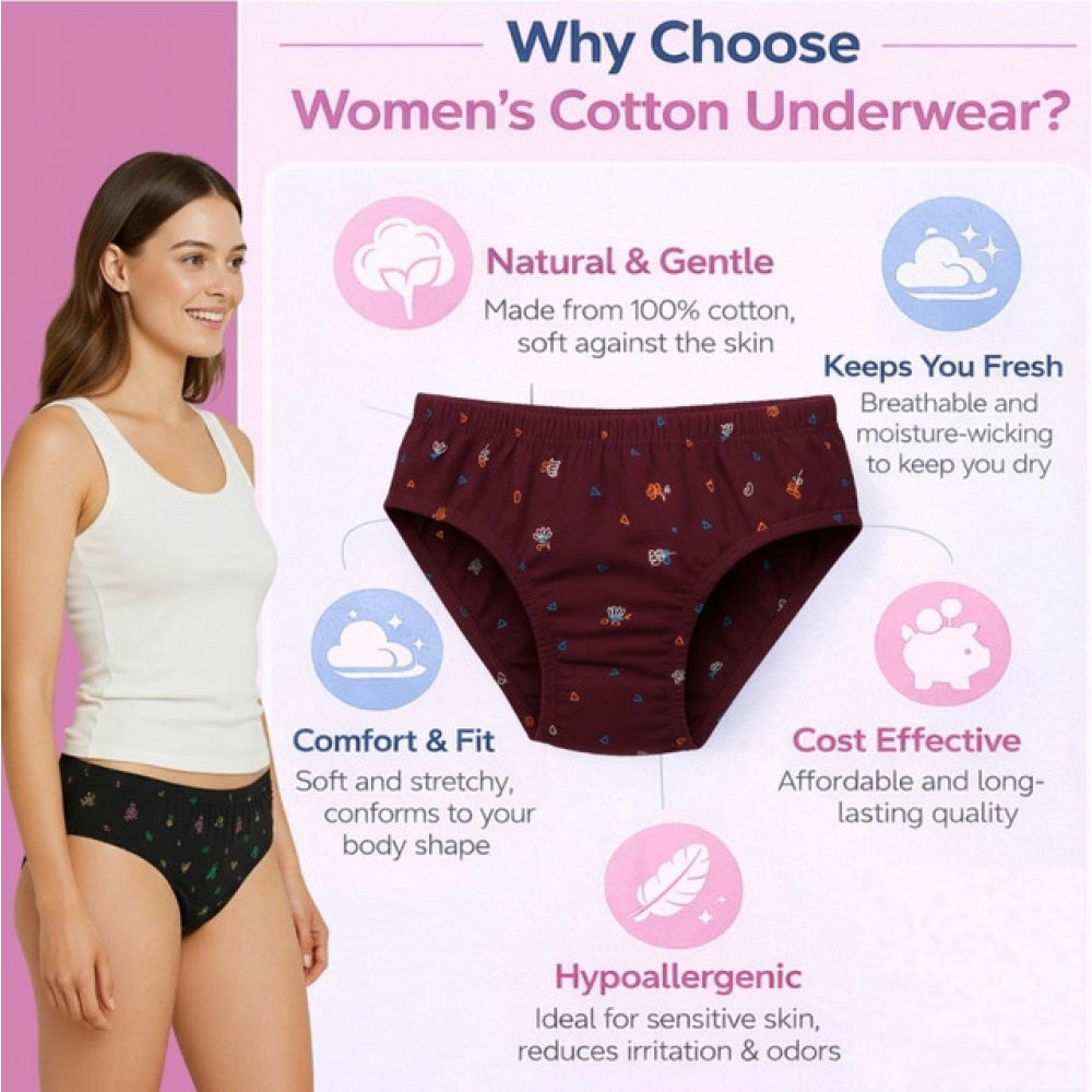 Pack of_6 Women's Cotton Printed Hipster Panty (Multicolor)