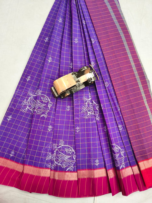 Mangalagiri Cotton Sarees with embroidery work designs