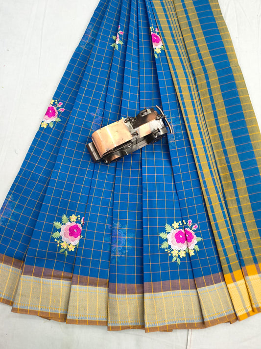 Mangalagiri Cotton Sarees with embroidery work designs