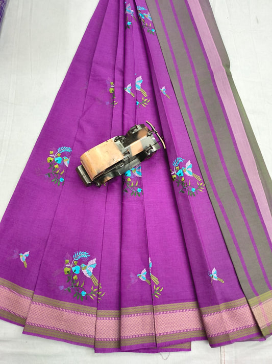 Mangalagiri Cotton Sarees with embroidery work designs