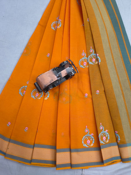 Mangalagiri Cotton Sarees with embroidery work designs