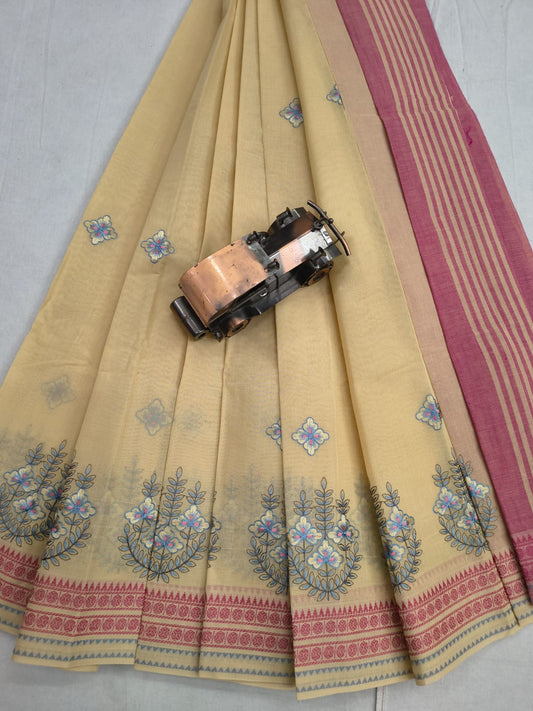 Mangalagiri Cotton Sarees with embroidery work designs